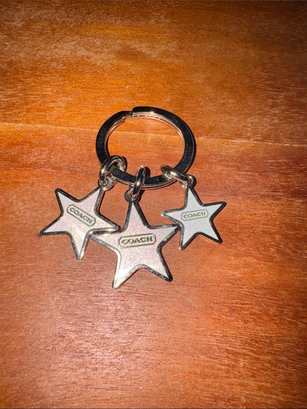 Coach Silver Star Charm Keyring with Triple Stars